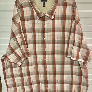 Van Heusen Big Men's 5XL (5TG/5XG) 22-221/2 Plaid Shirt Short Sleeve Reg Fit